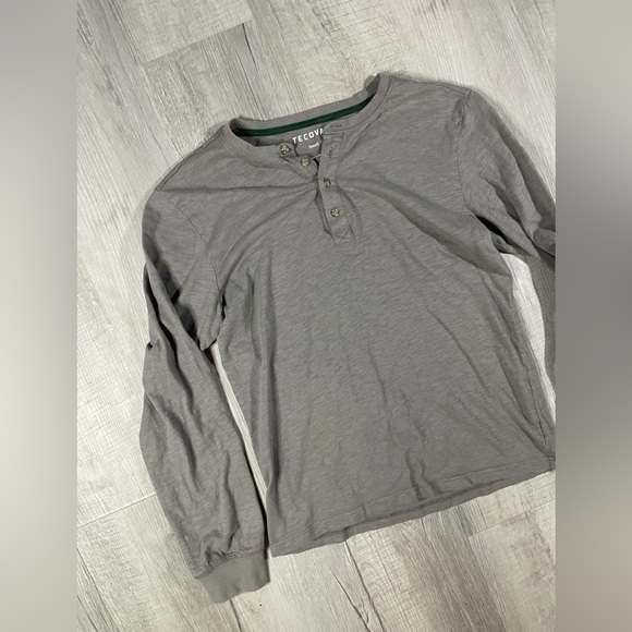 Tecovas Henley Long Sleeve Shirt Small Mens Grey Western Rodeo Cowboy Cotton #O - Picture 2 of 8